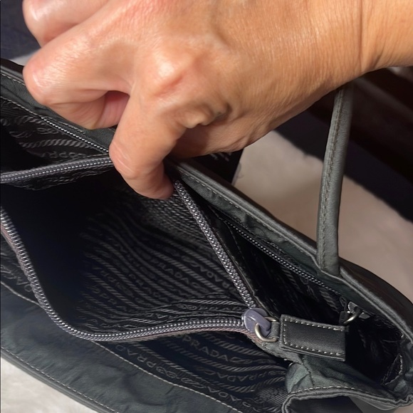 Prada -Tessuto Pecono- Dark Gray Nylon Tote Bag - Picture 14 of 16
